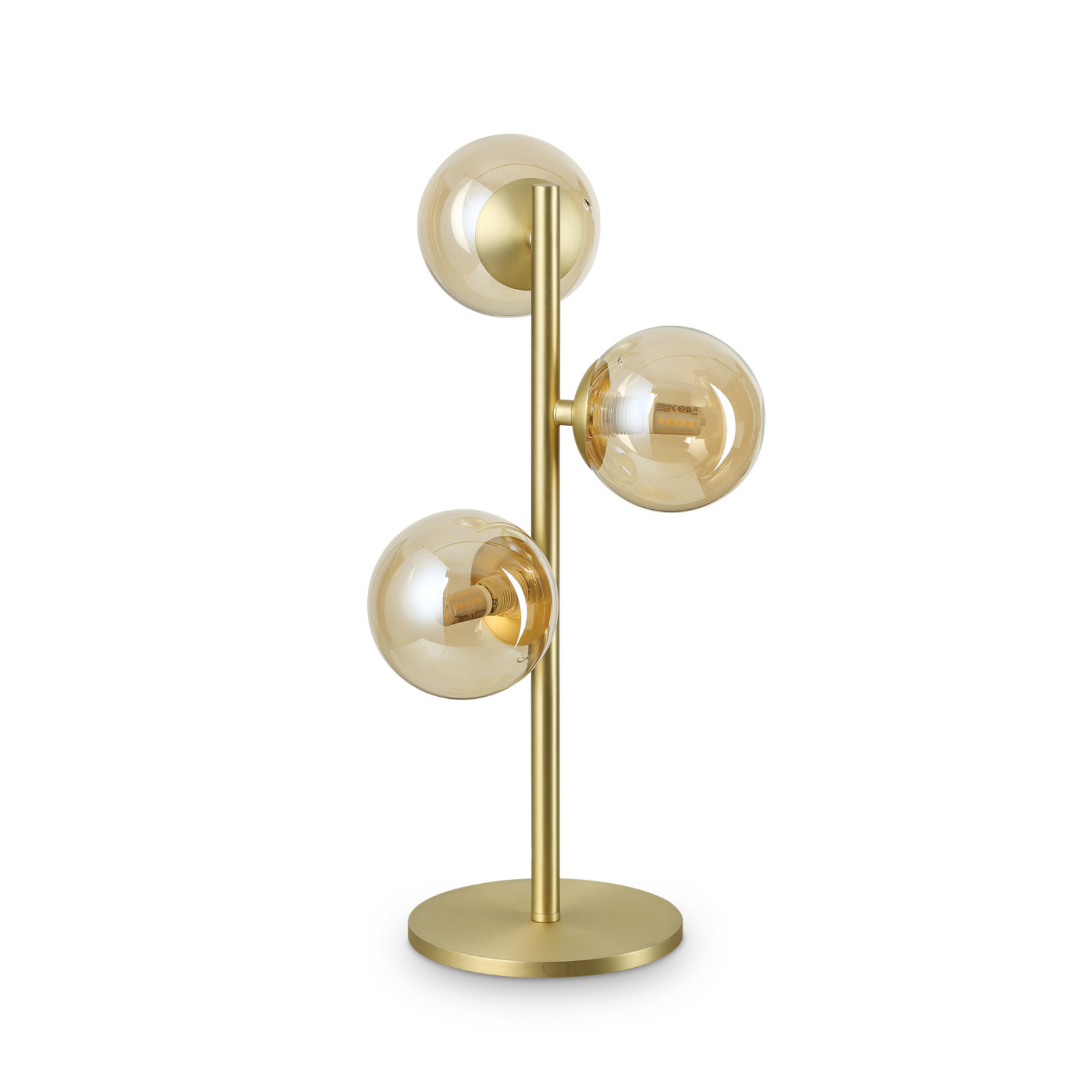 Lampa de masă IDEAL LUX Perlage alamă/chihlimbar înălțime 43 cm 3 becuri - Camera de zi / sufragerie - alamă chihlimbar - Metal