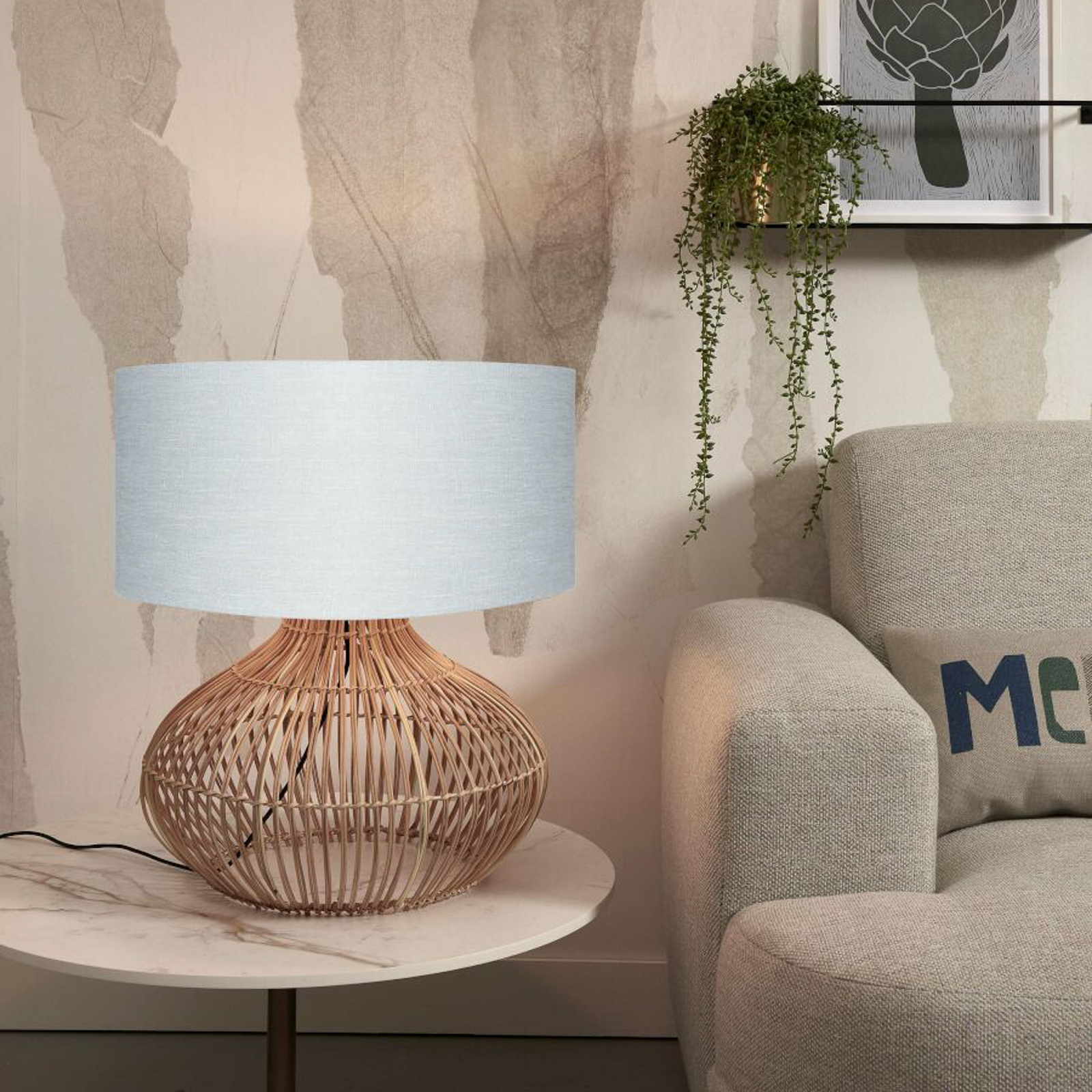 Good &amp; Mojo Kalahari tafellamp 47cm lichtgrijs