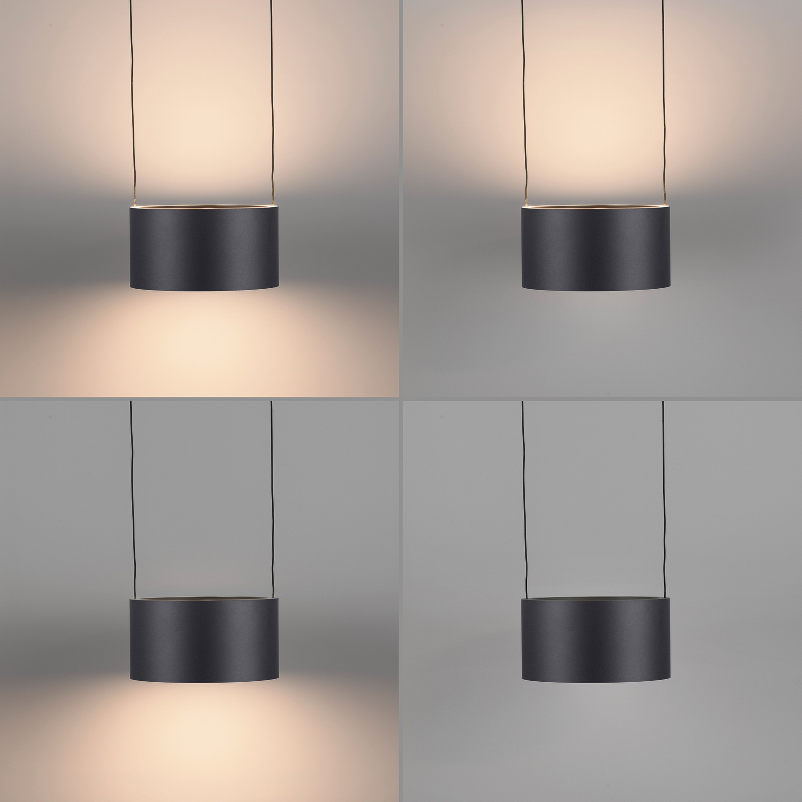 PURE LED-Pendellampe Clipse, grau, Ø 20 cm CCT Dimmer 2-flg