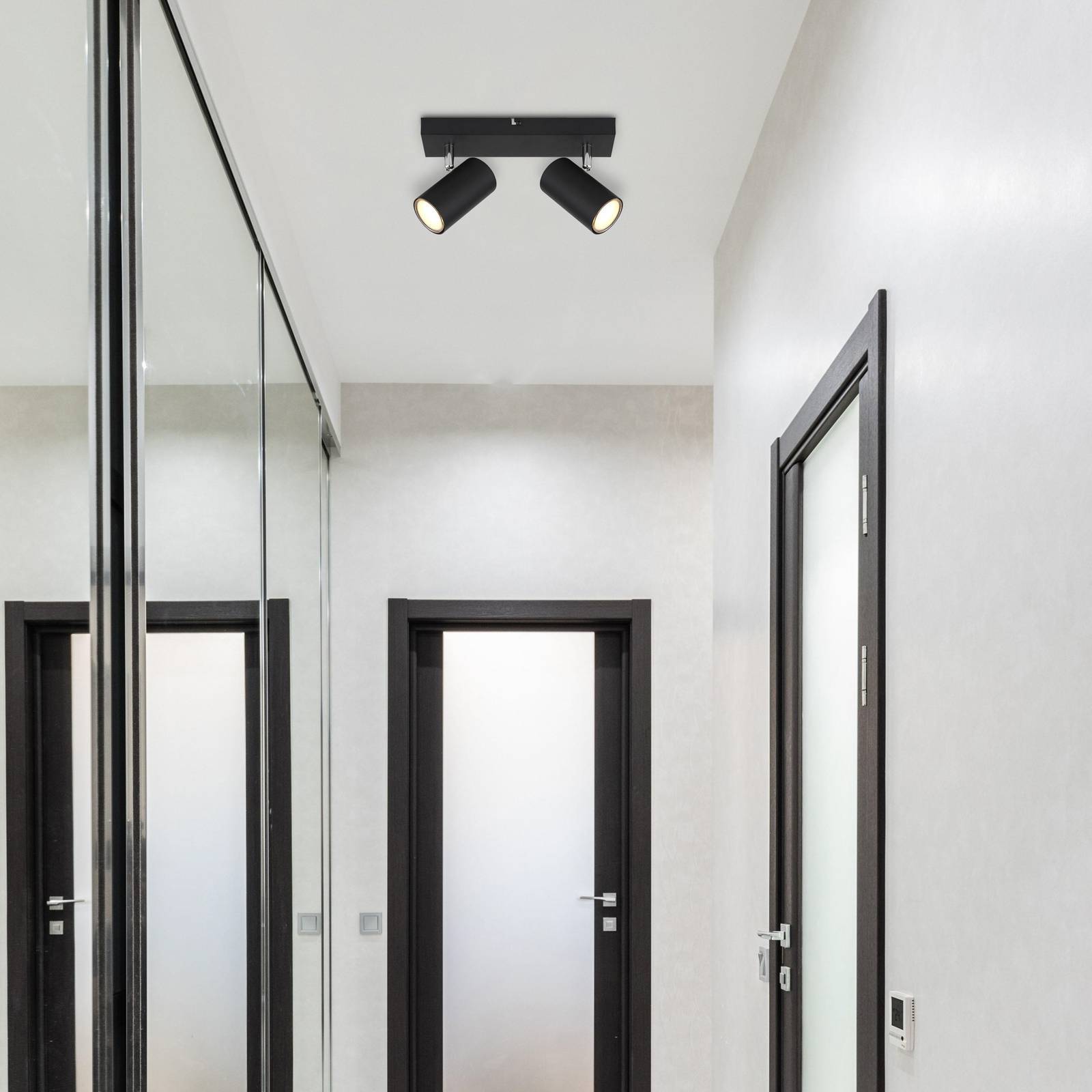 globo spot pour plafond robby, noir, longueur 26 cm, à 2 lampes, métal