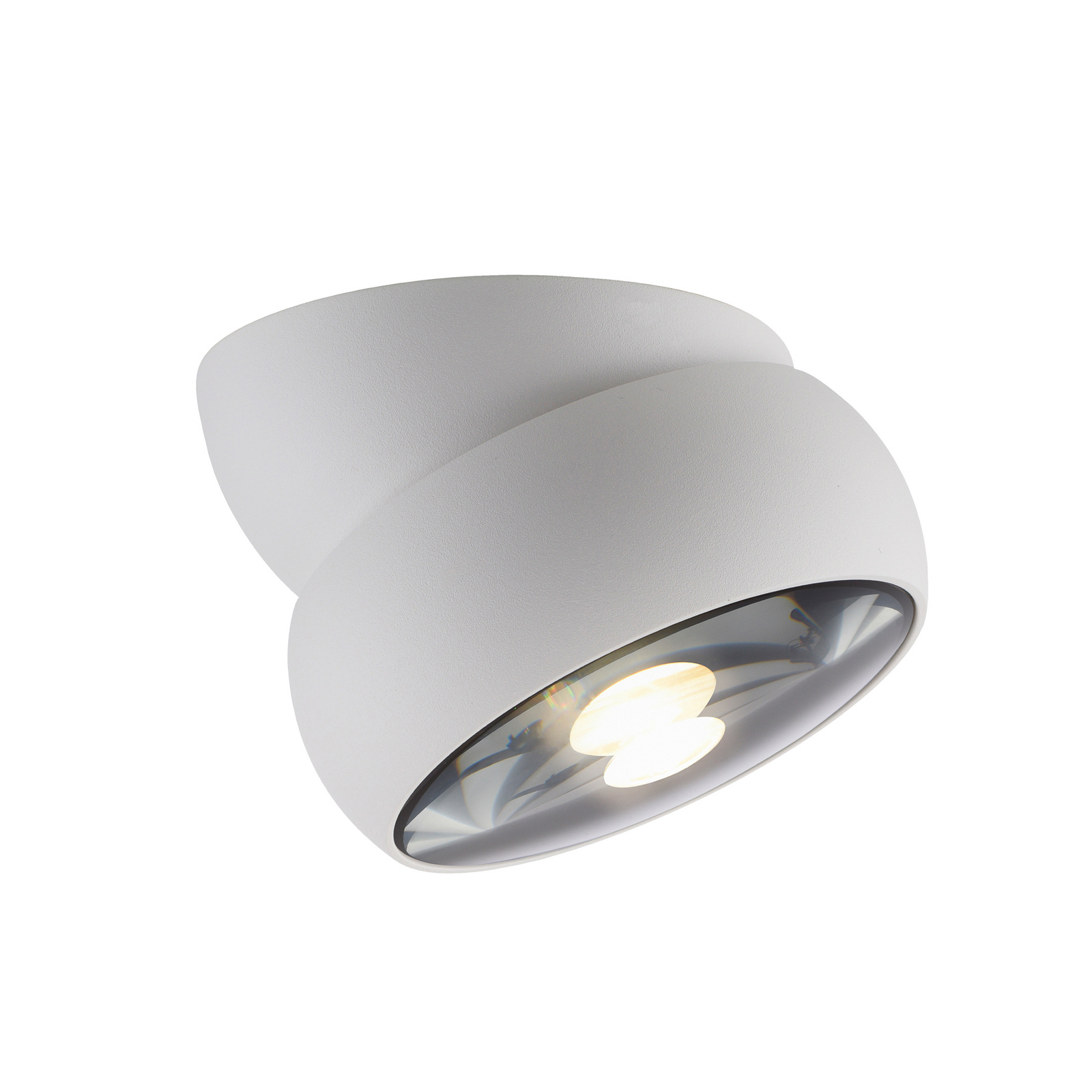 PURE LED тавански спот Move, бял, Ø 12 cm, метал/стъкло