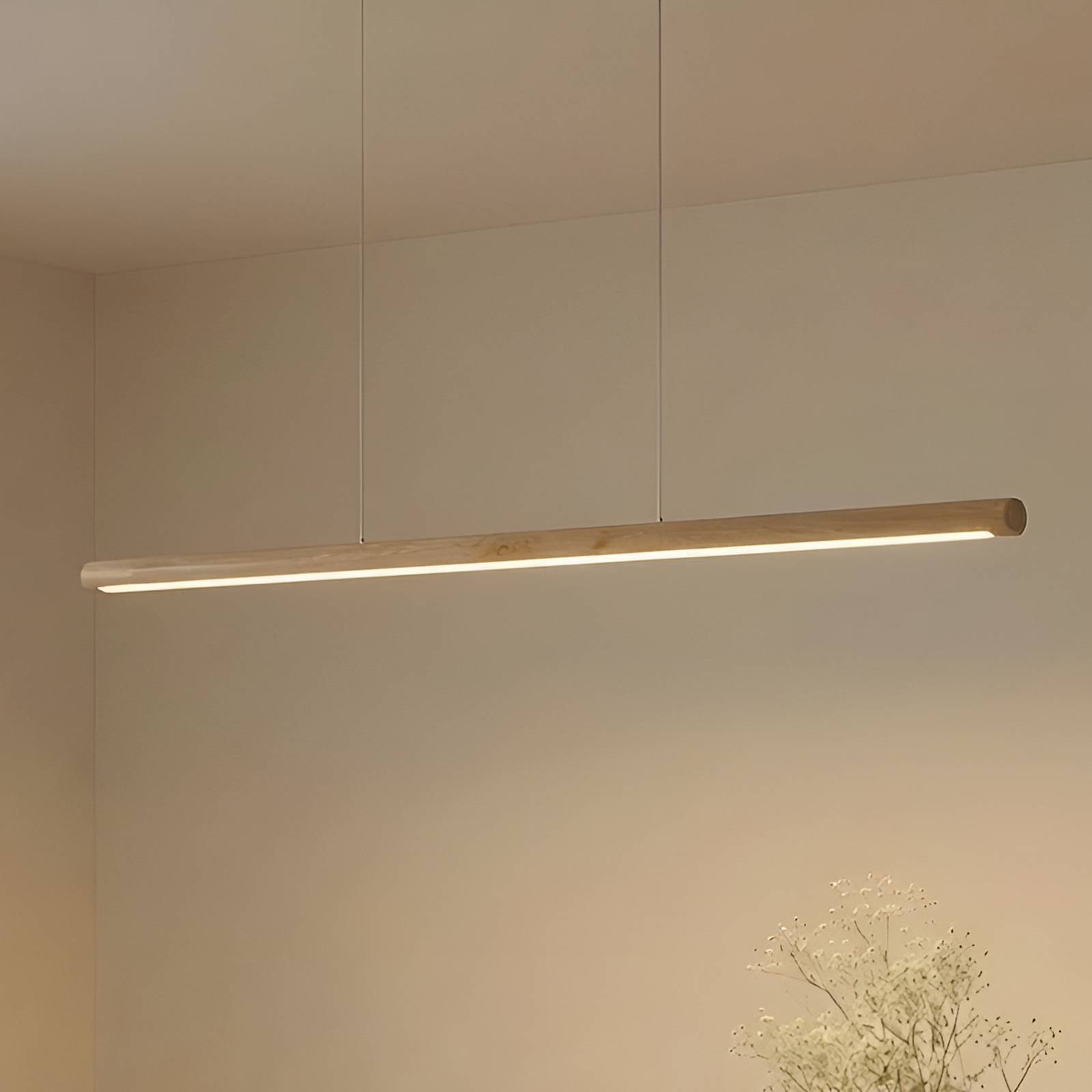 Lucande LED-Hängeleuchte Maruta, Holz, Balken, 120 cm, 3000K günstig online kaufen