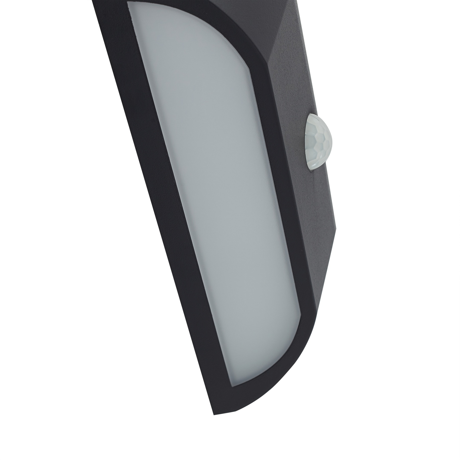 Lindby Candeeiro de parede exterior LED Siana, preto, PC, sensor