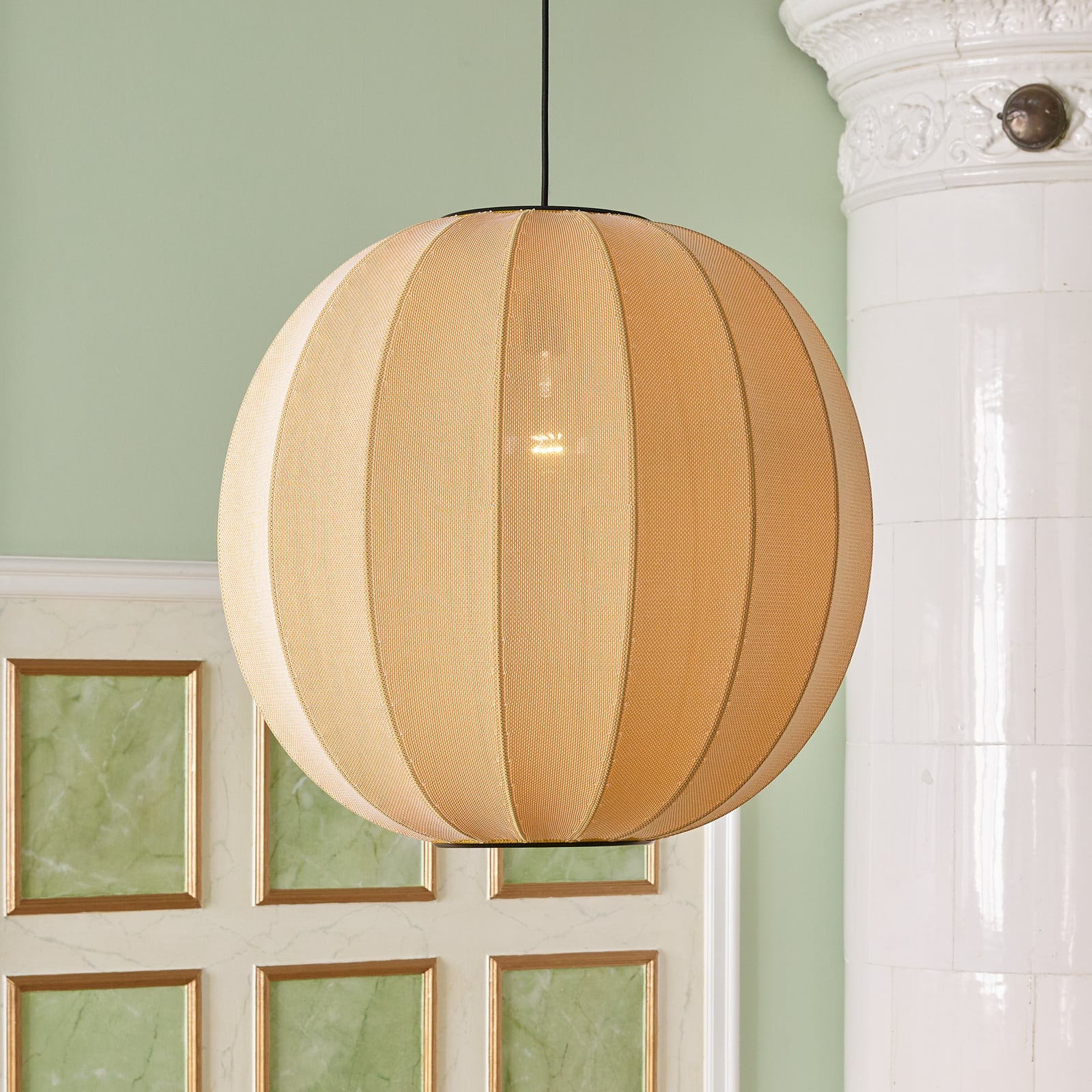 Knit-Wit 45 ronde hanglamp oranje E27 - Handgemaakt