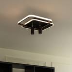 Lucande Tival plafonnier LED angulaire, 43cm, noir