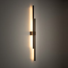 LED-væglampe Flash, sort/fyr, højde 90 cm, 2 lyskilder