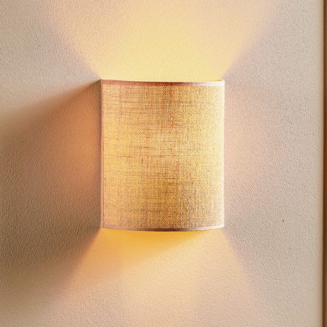 Euluna Jute wandlamp, natuurbruin, halfrond