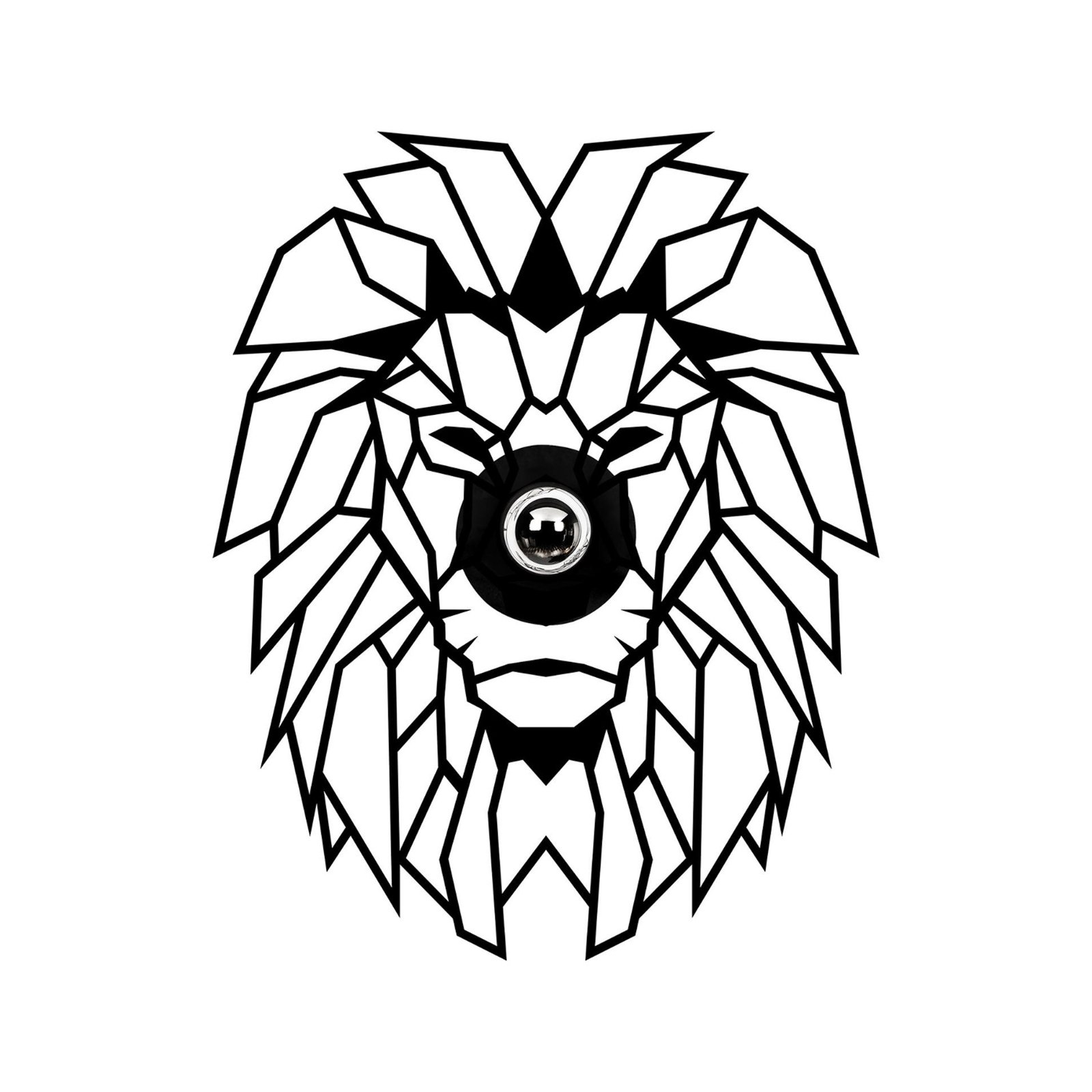 Wall light W-056, black, lion design, MDF wood laser cut