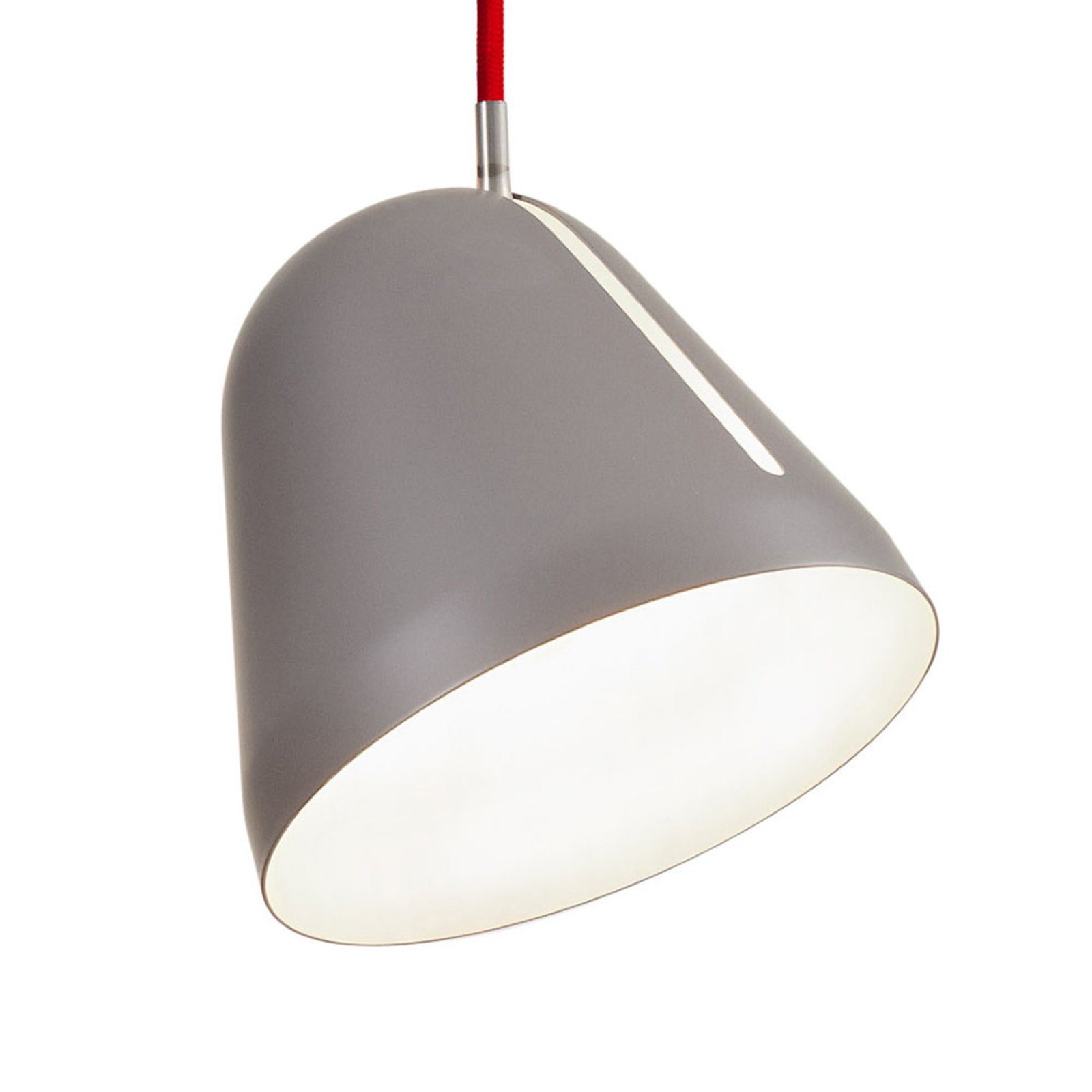 Nyta Tilt S pendant light, 3 m red cable, grey