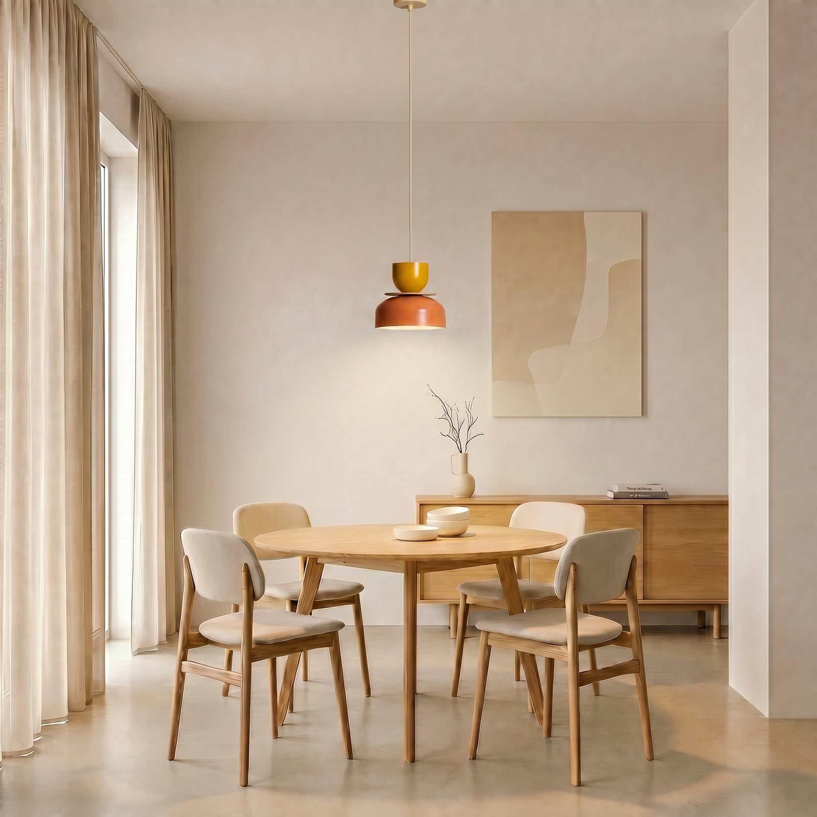 Lampada a sospensione Uto, corallo/giallo, Ø 30 cm, metallo
