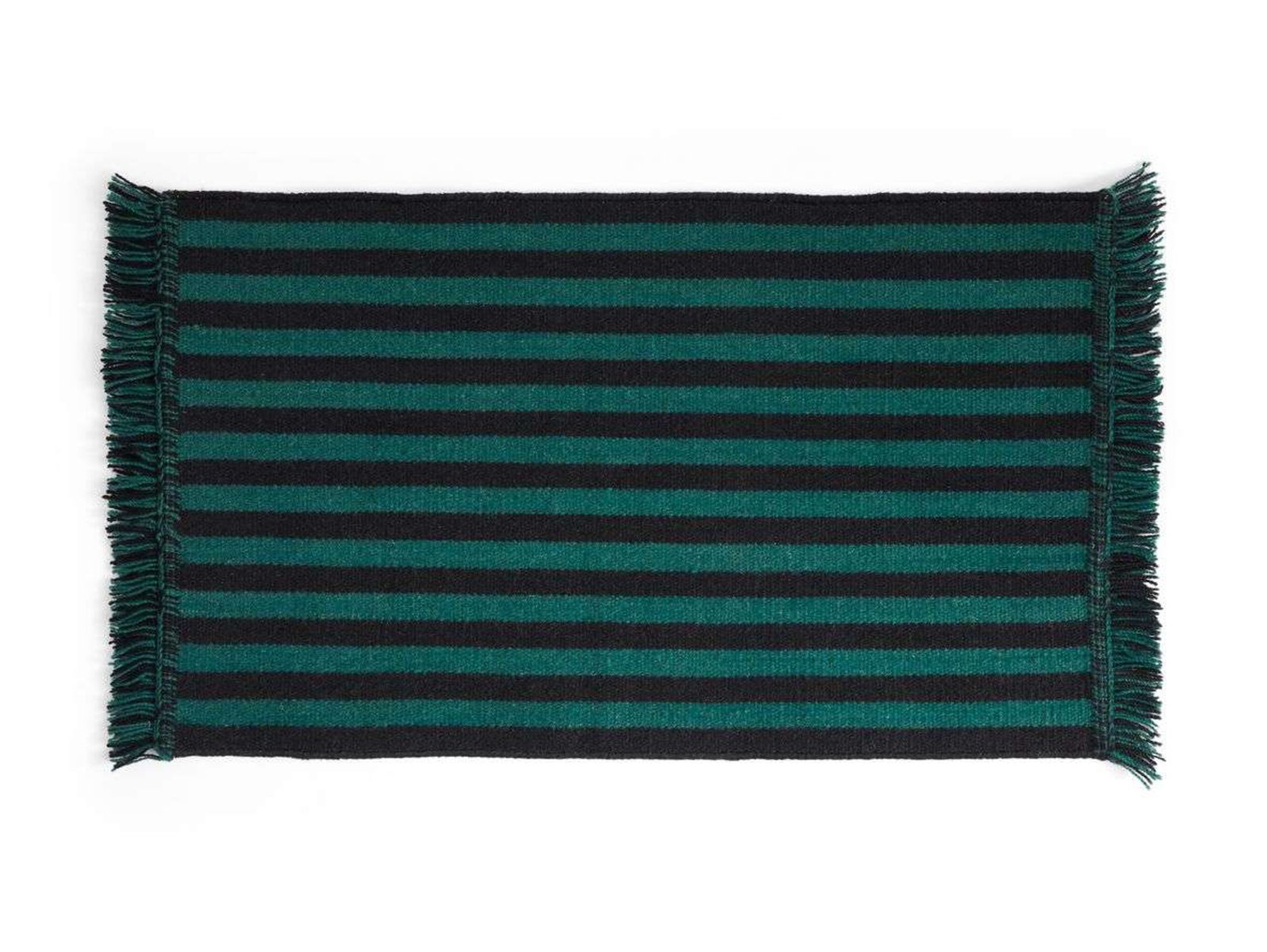 Stripes and Stripes Wool Rug 95x52 Green - HAY