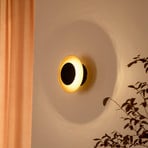 Lindby LED wall light Tiama, metal, black/gold, Ø 20 cm