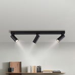 RIK downlight, svart, 3 lyskilder, 89 cm, metall, GU10-LED