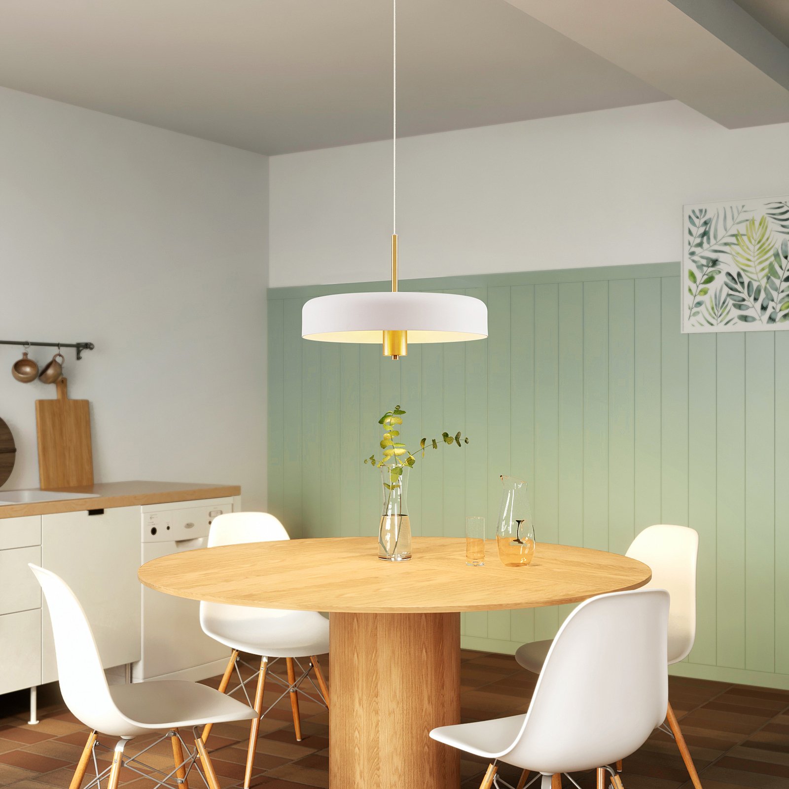Lucande Filoreta pendant lamp, 45 cm, white, for Living / Dining Room, metal, E27, 60 W, energy efficiency: A++, H: 9 cm