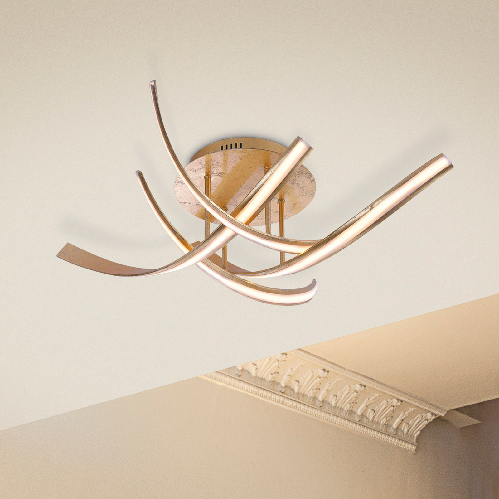 Paul Neuhaus Linda LED ceiling light gold dimmable