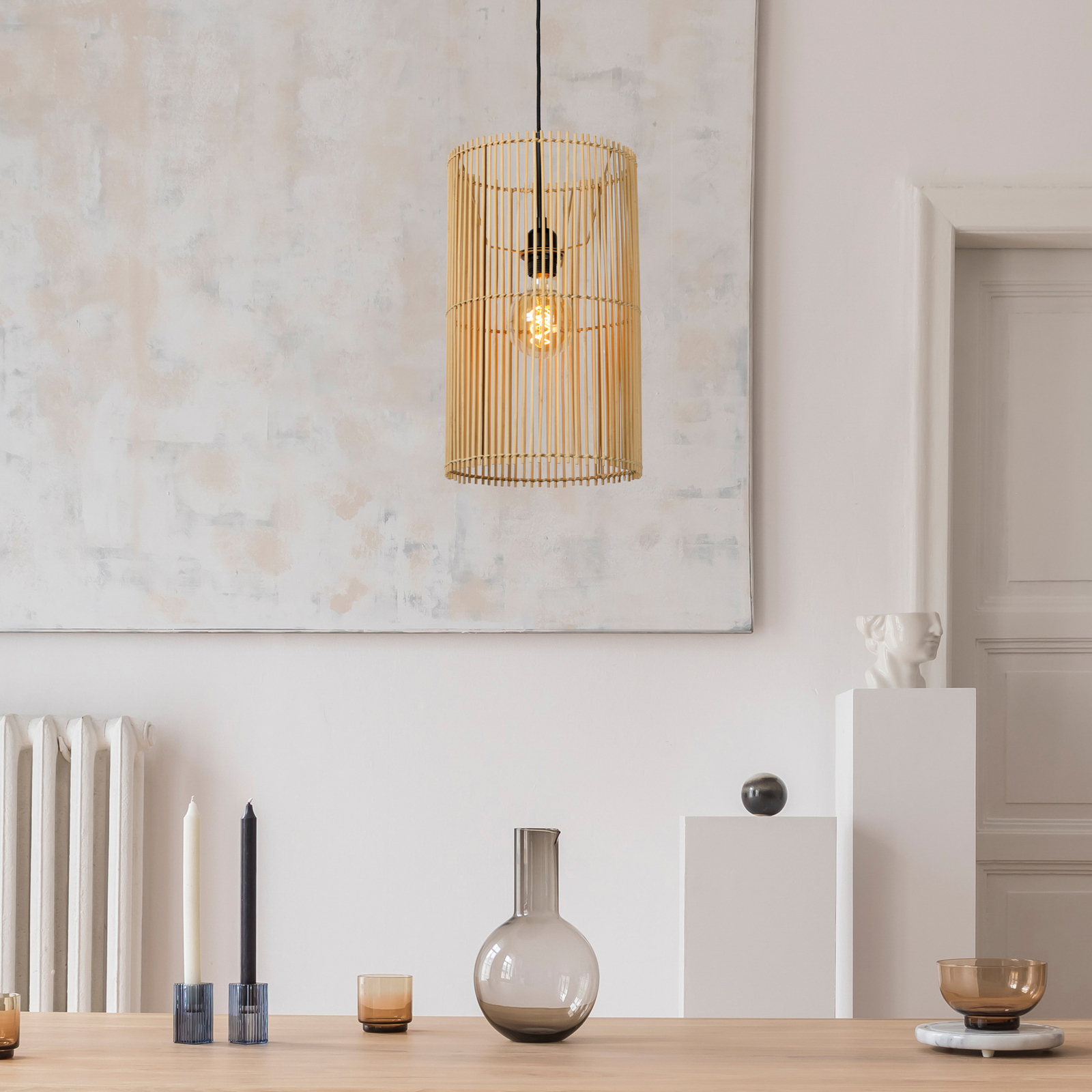 Hanglamp Jantine van rotan, Ø 26 cm