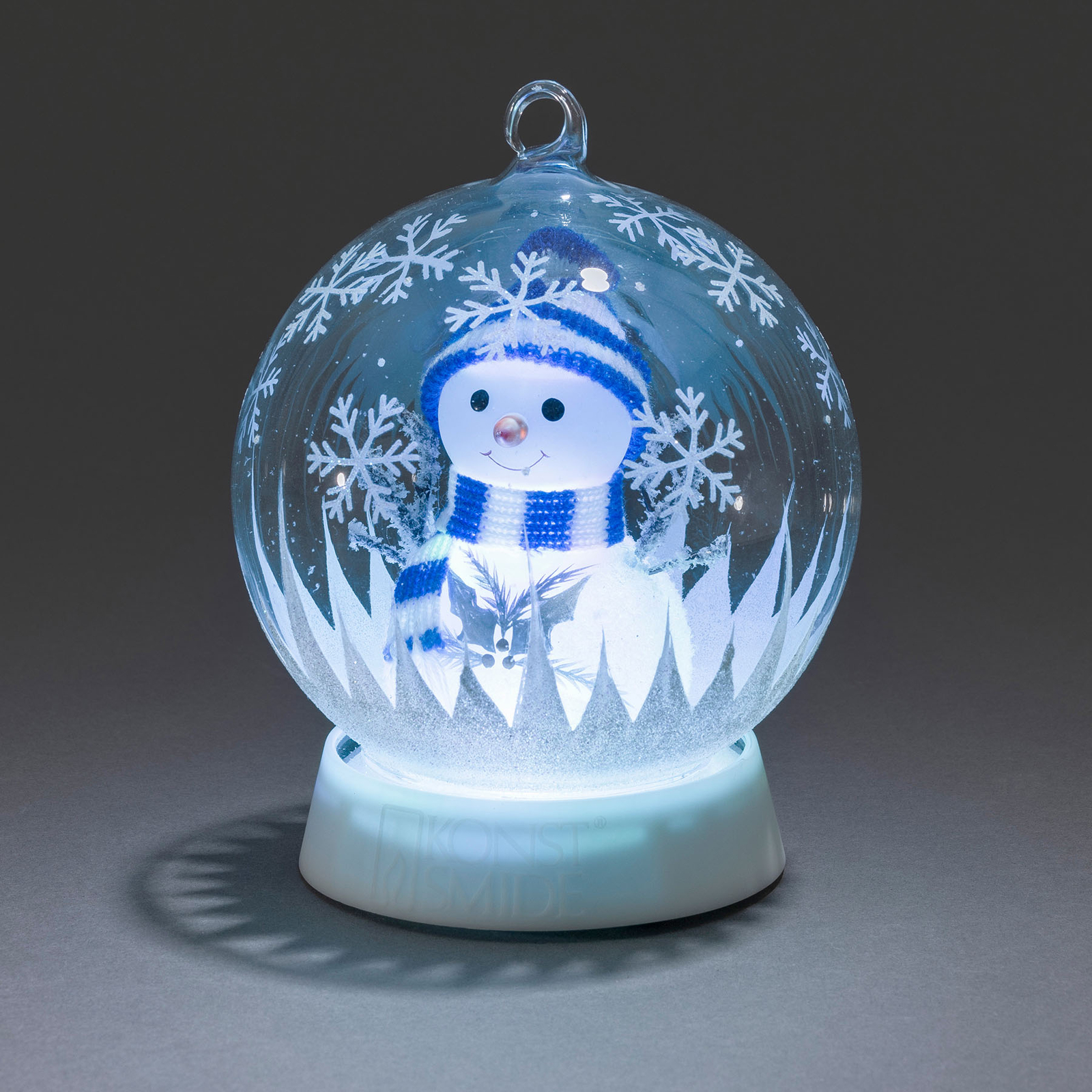Üveggolyó hóember LED deco lámpa
