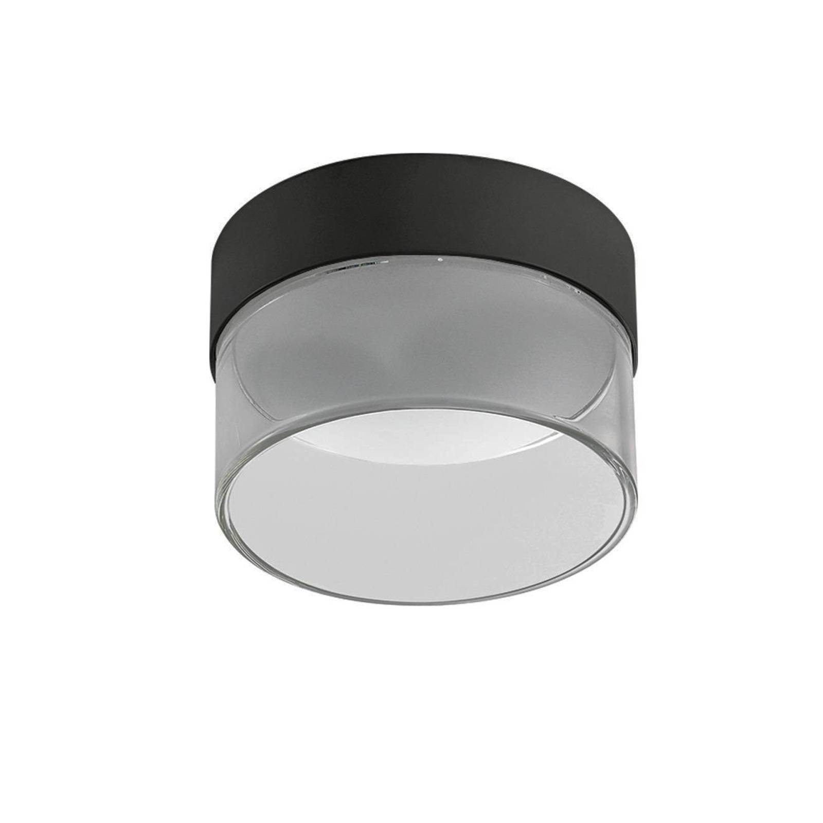 LED-Deckenleuchte Crumb, schwarz, Ø 10,4 cm, Eisen, Glas günstig online kaufen