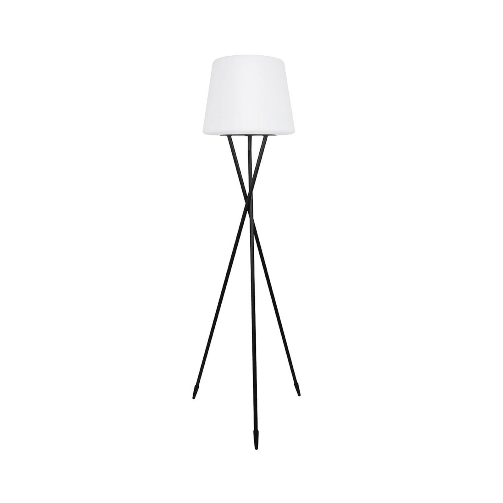 Lámpara de pie LED recargable TRY, blanca/negra, altura 150 cm, metal, RGB