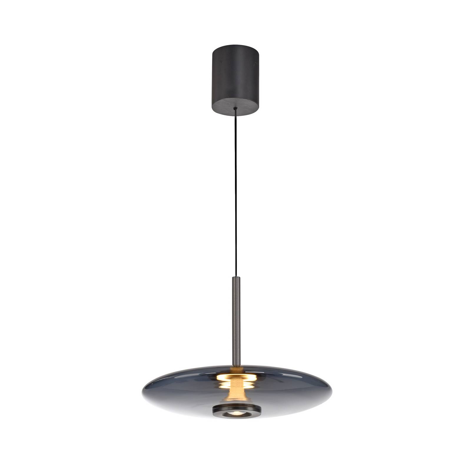 PURE LED-Hängeleuchte E-Vitrum grau Glas Aluminium CCT