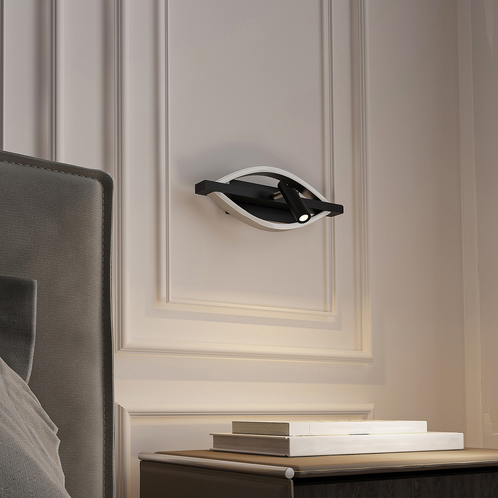 Lucande Matwei LED wall lamp, oval, nickel