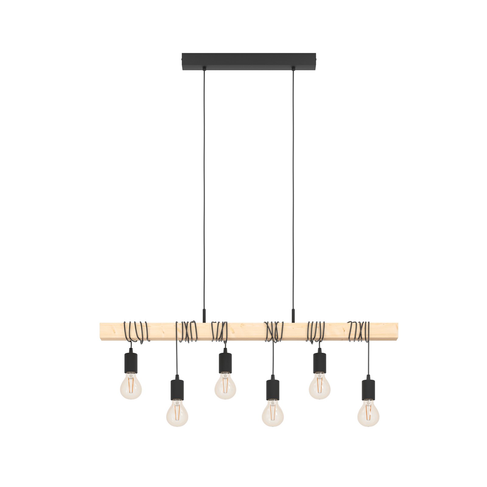 Pendellampe Townshend mit Holz, sechsflammig Pendellampe Townshend mit Holz, sechsflammig