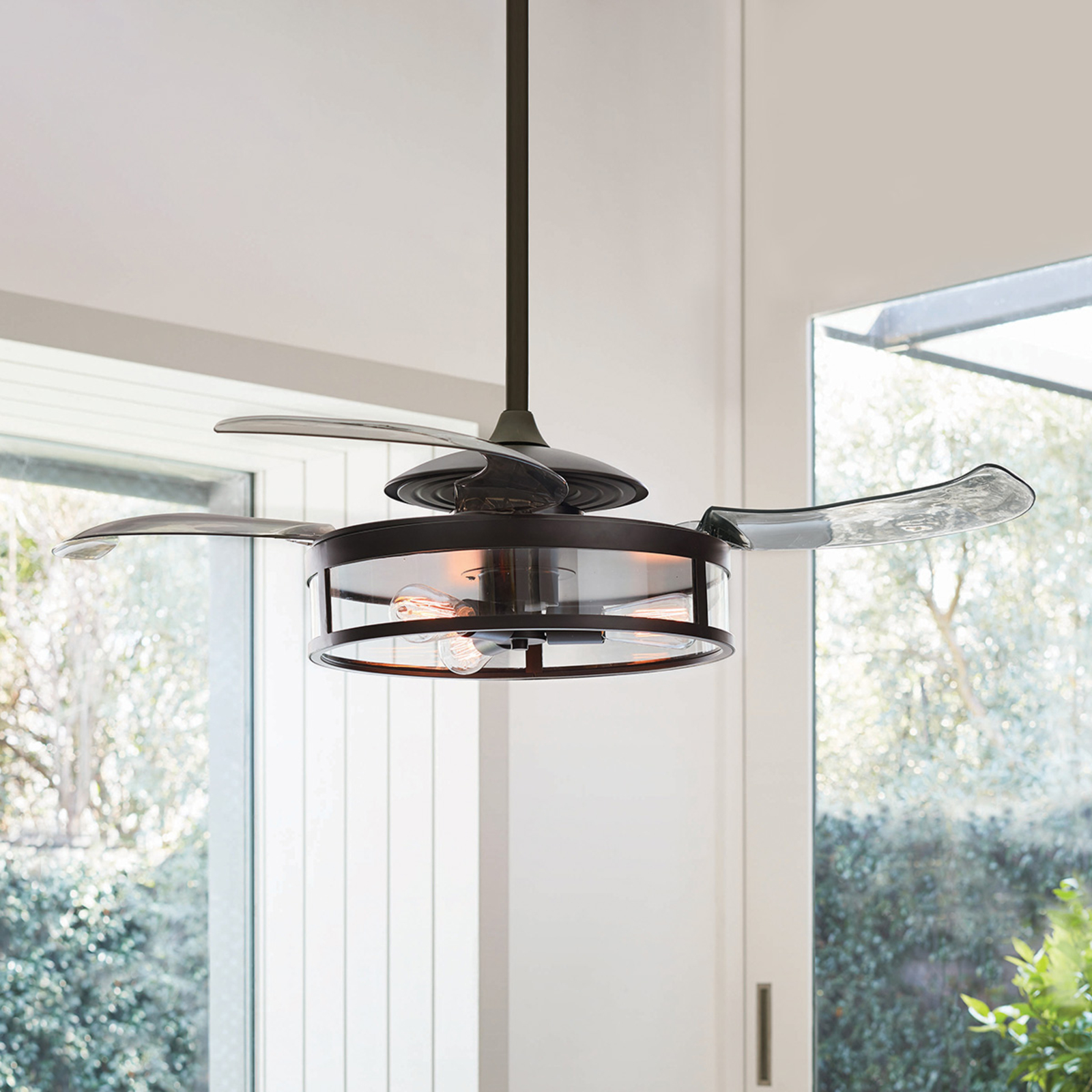 Fanaway Classic ceiling fan with light, black | Lights.co.uk