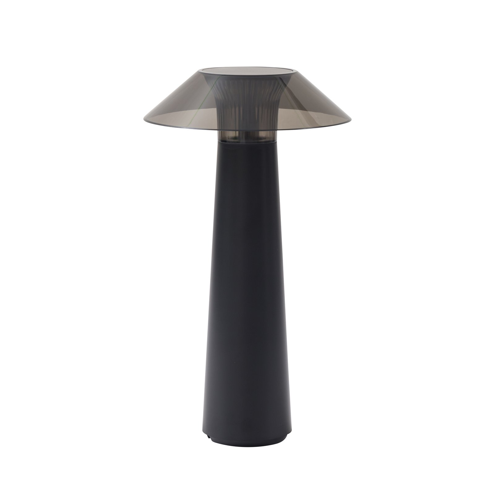 Lindby LED dobíjecí venkovní stolní lampa Gomba, černá, stmívatelná