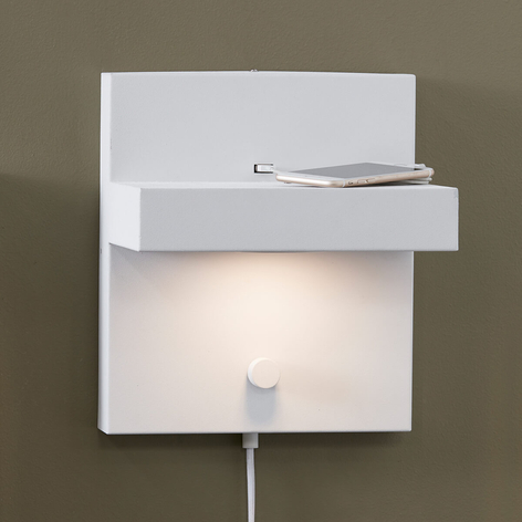 LED-Wandlampe Kubik mit USB-Ladeanschluss, weiß