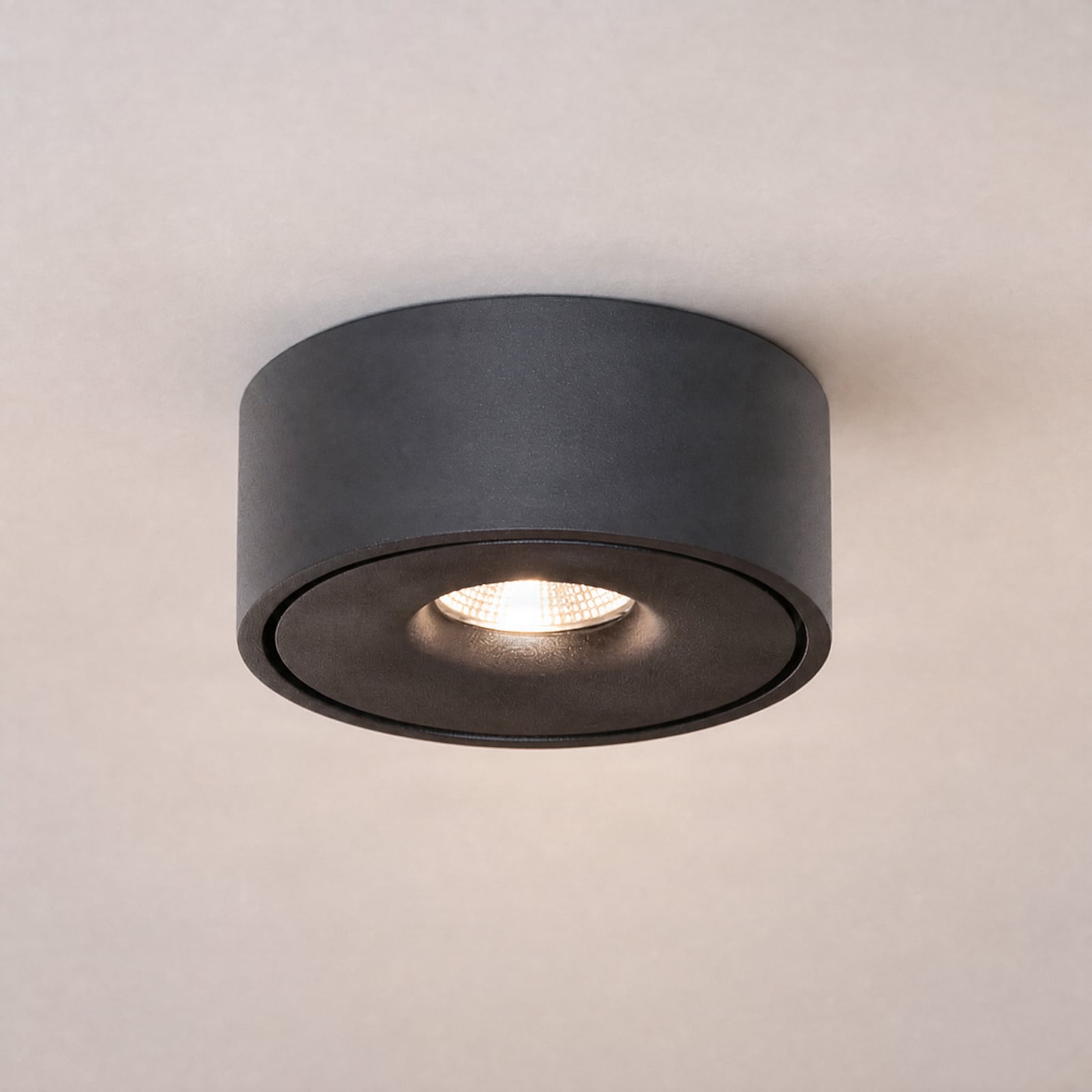 Lampa sufitowa LED Arcchio Rotari, czarna, metalowa, Ø 12 cm
