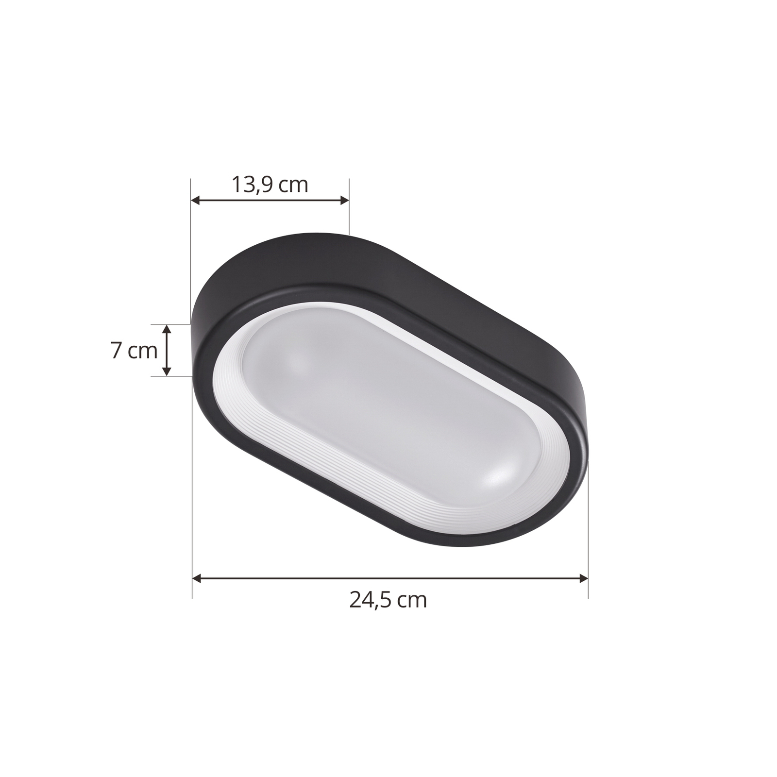 Aplique de exterior LED Niniel, negro/blanco, Oval, de Lindby