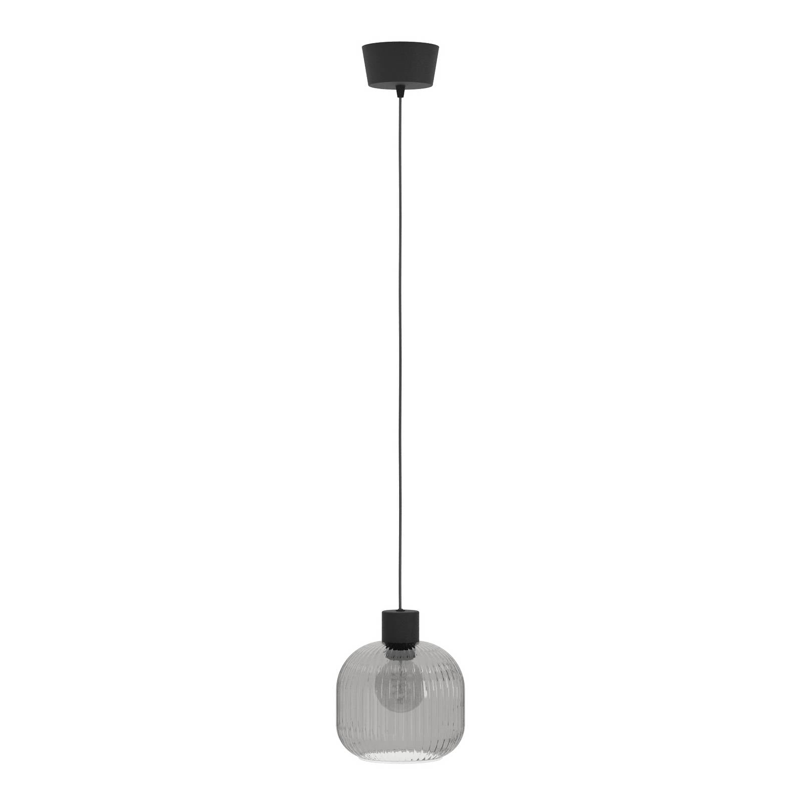 Hängelampe Dasmina, Ø 20 cm, rauchgrau/schwarz, Glas, E27