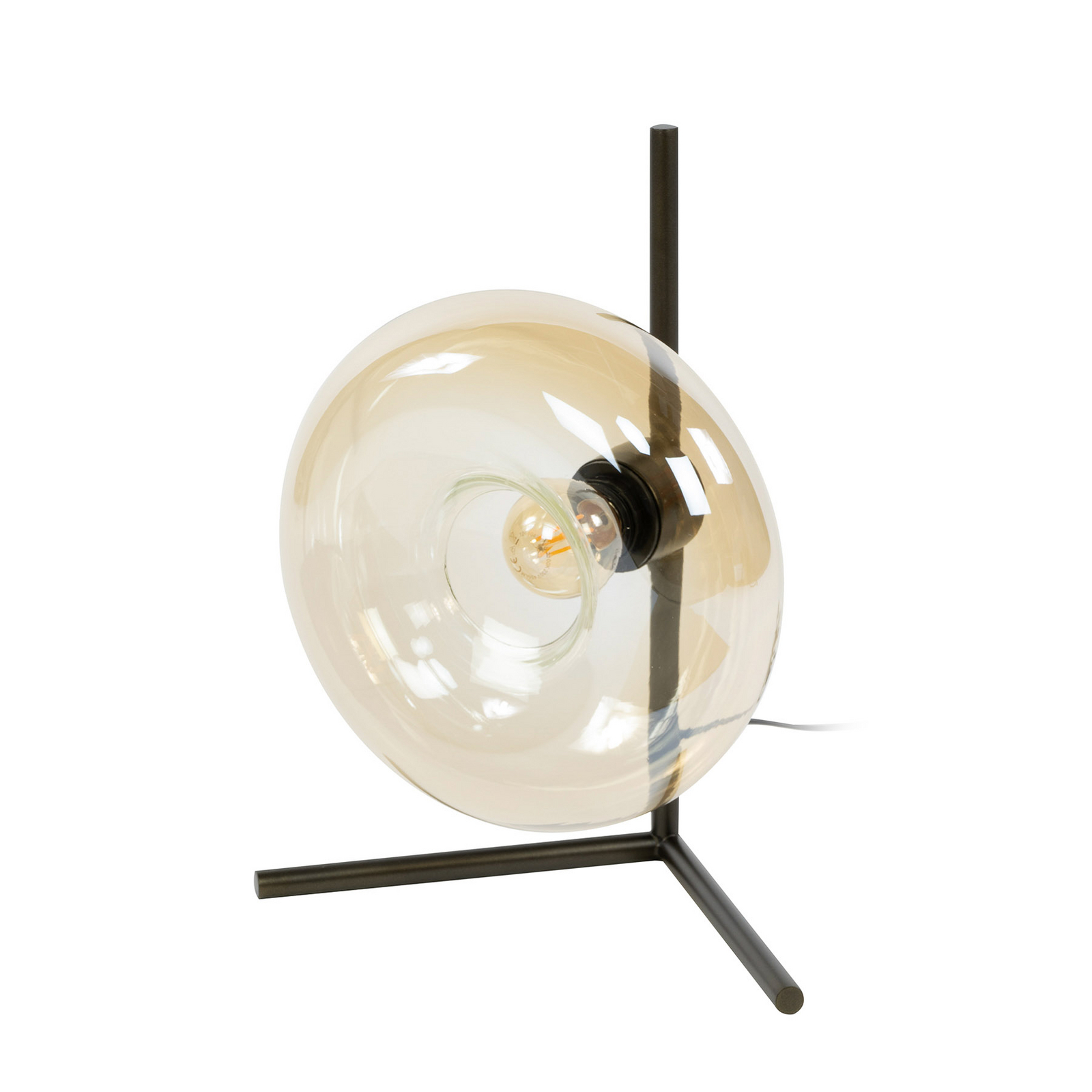 Tischleuchte Soll, amber, Glas, Ø 27 cm, E27, 1-flammig