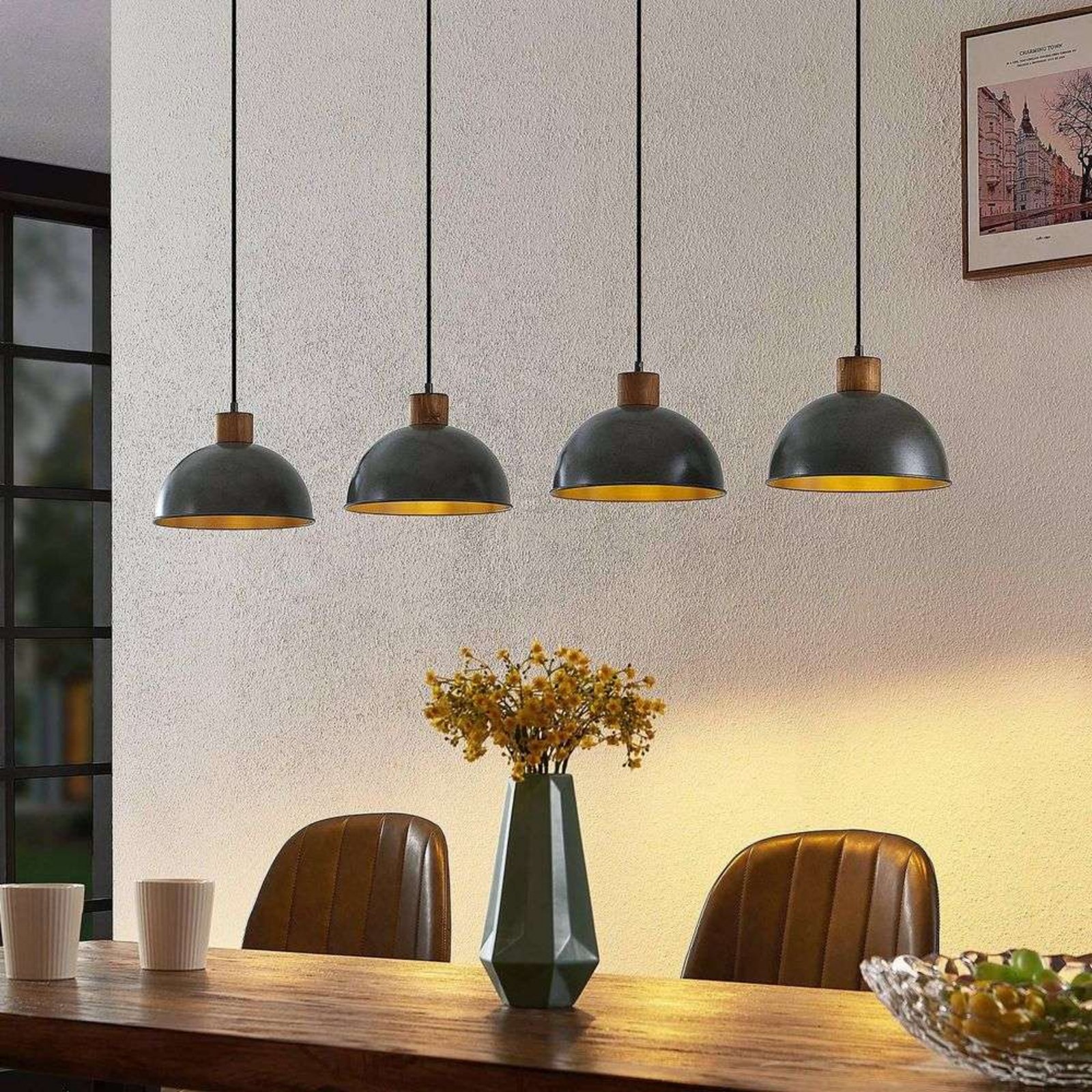 Durbis 4 Riippuvalaisin Dark Grey/Wood - Lindby