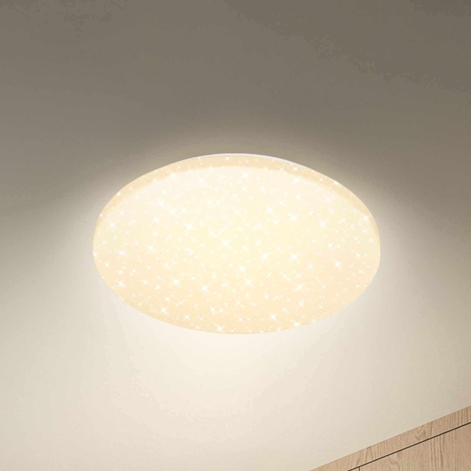 Lampa sufitowa LED Luminus, CCT, Ø 34 cm, biała, gwieździste niebo