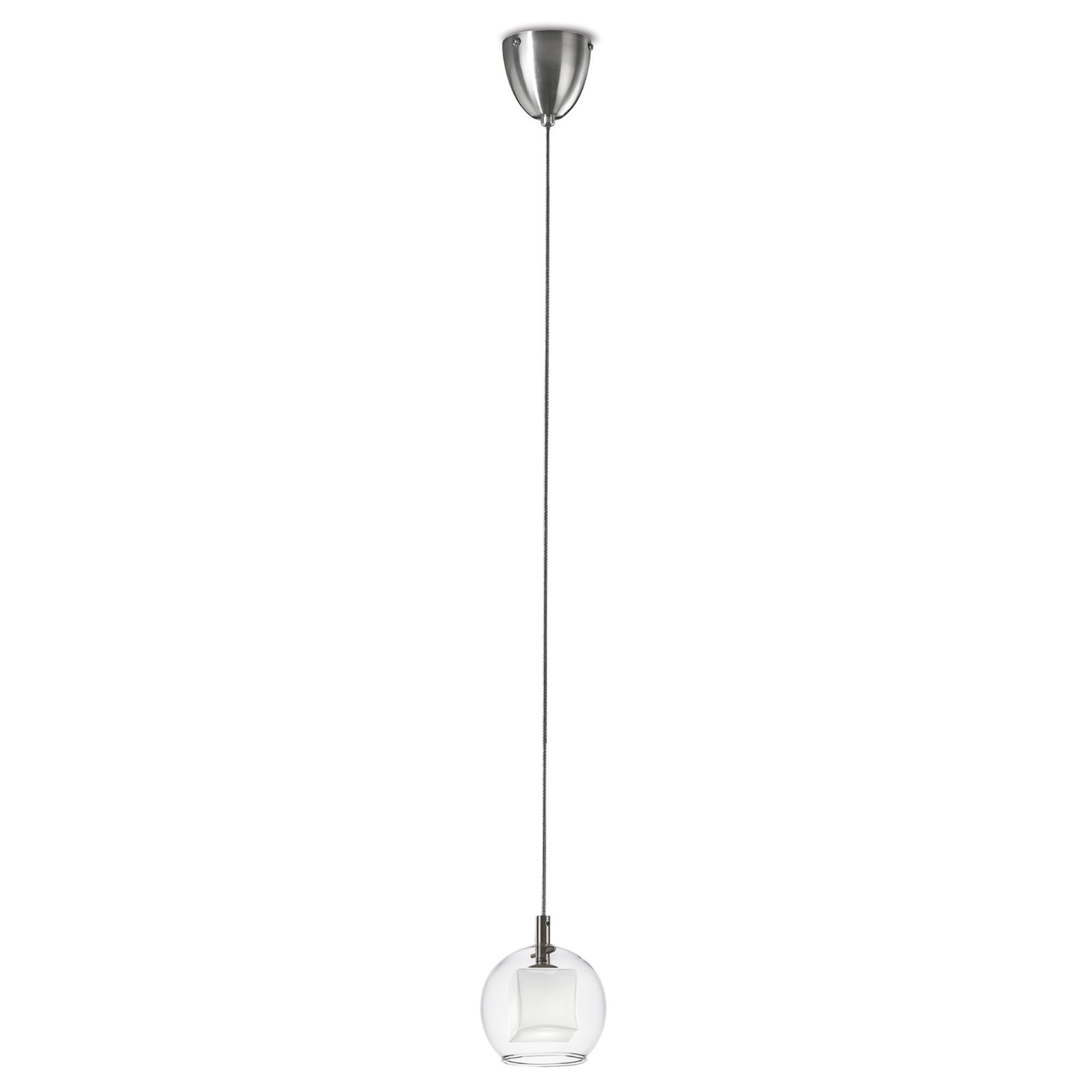 ALMA LIGHT BARCELONA Double hanging lamp, glass, square inner lampshade, for Living / Dining Room, glass, metal, G4, 20 W, energy efficiency: D
