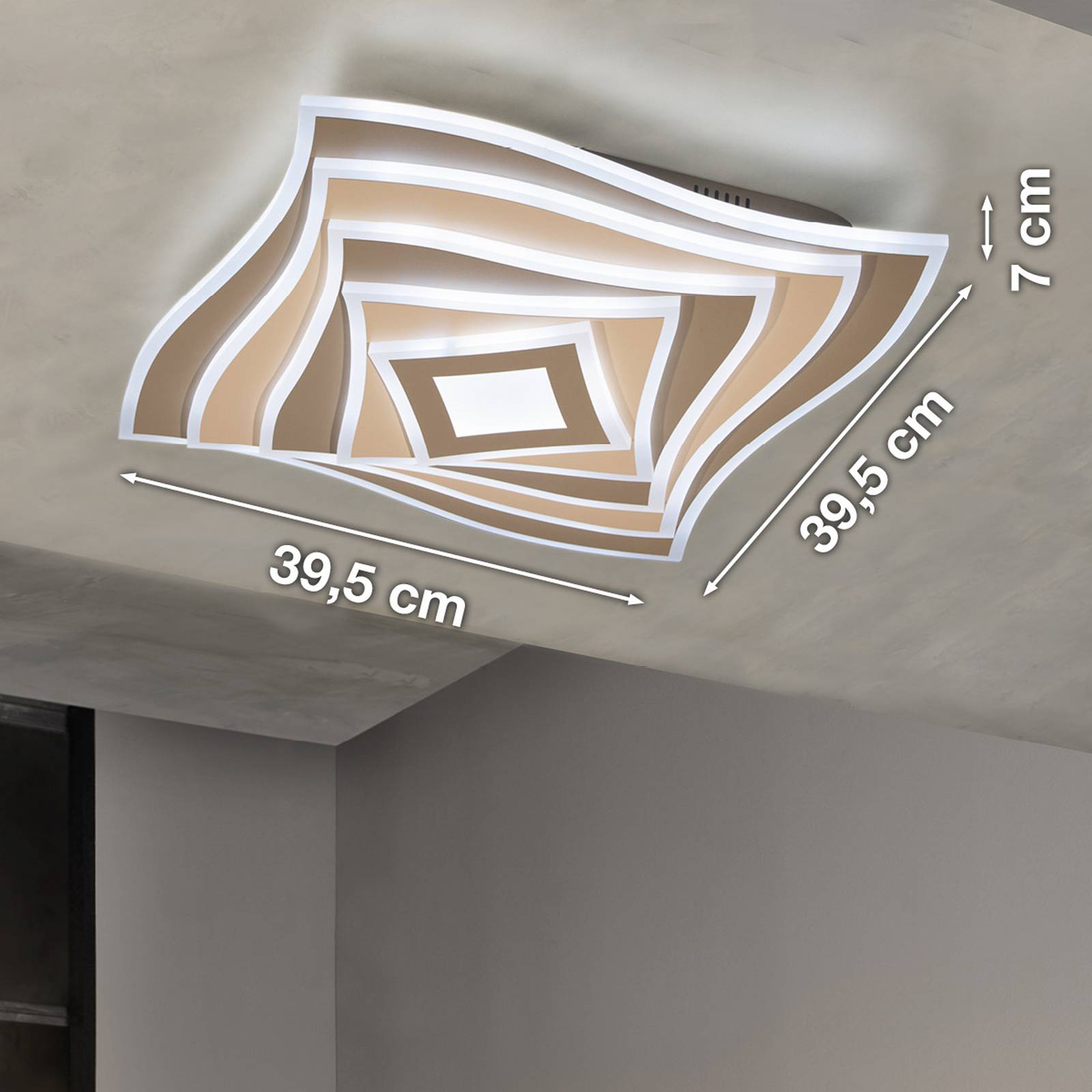  Fischer & Honsel Fischer & Honsel Hero Led Ceiling Lamp, Greige, 50x50 Cm Remote Control Cct Dimmable 