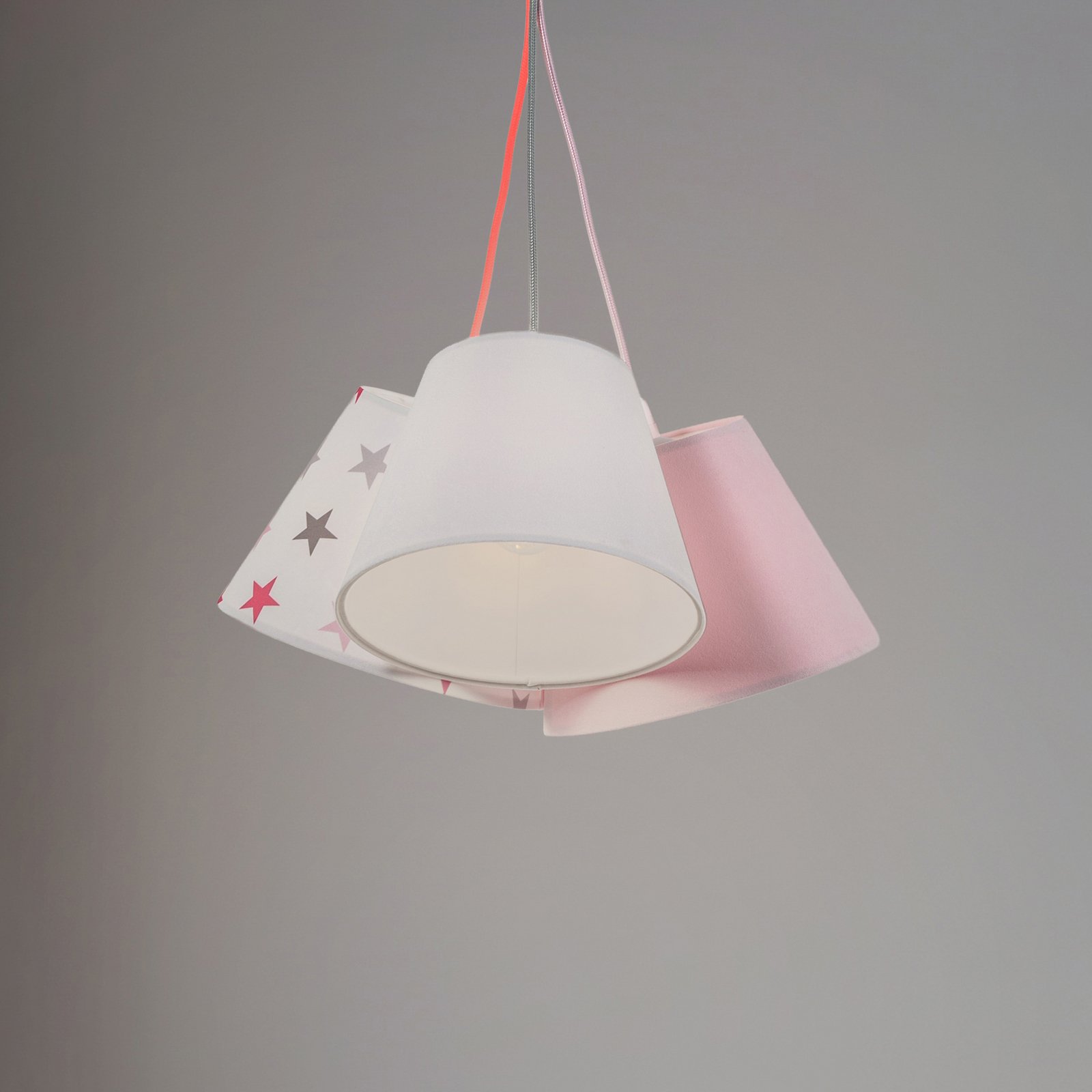 Kinderzimmer-Hängelampe Zsofia 3-flg. weiß/rosa