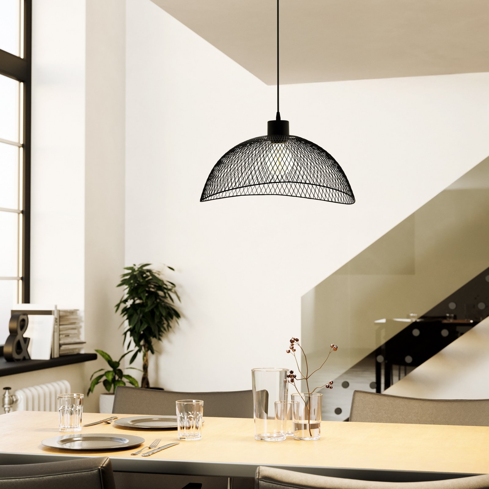 Hängeleuchte Pompeya, Länge 45 cm, schwarz, Stahl