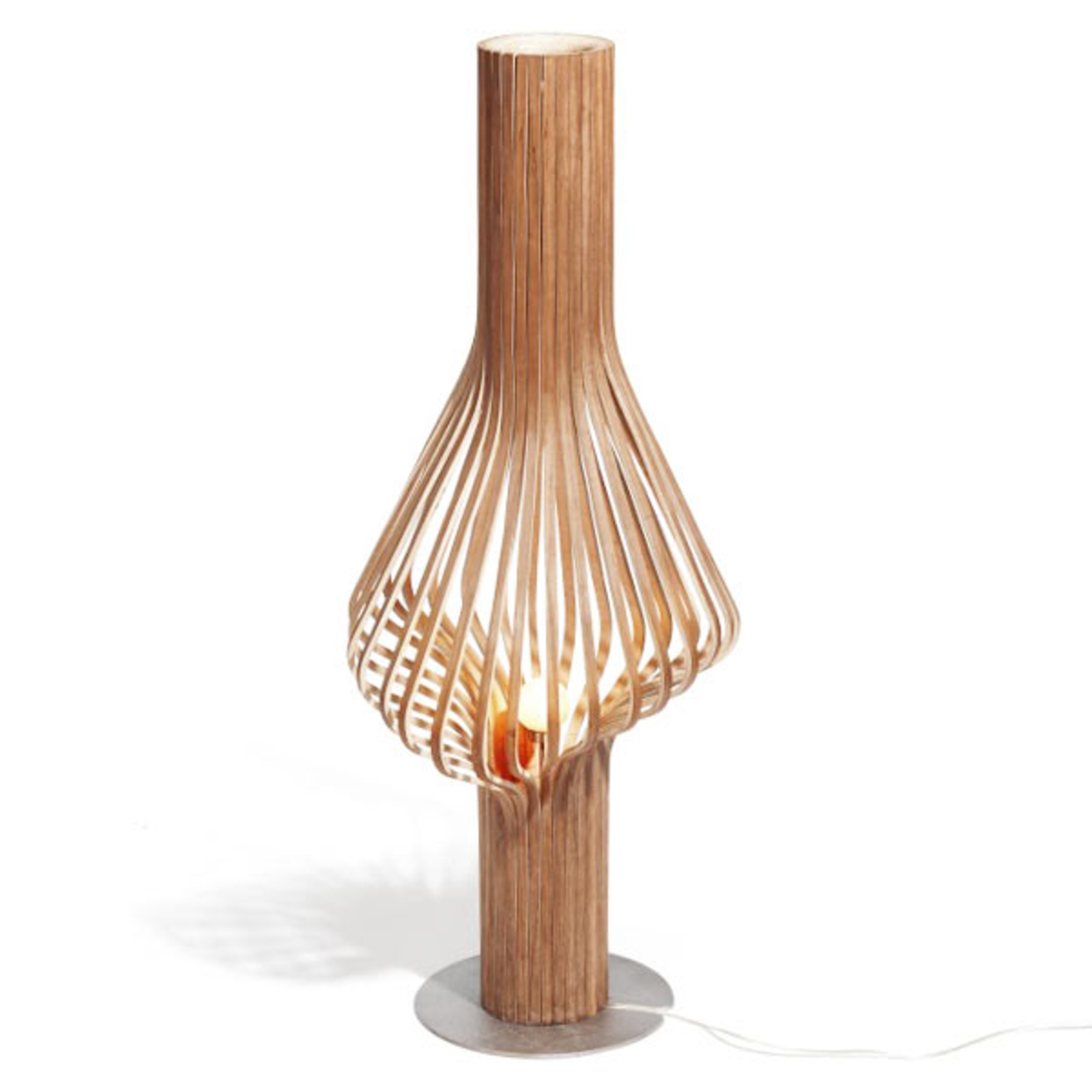 Northern Designer floor lamp Diva, oak wood and dimmer, for Living / Dining Room, wood, metal, G9, 60 W, energy efficiency: D, H: 120 cm