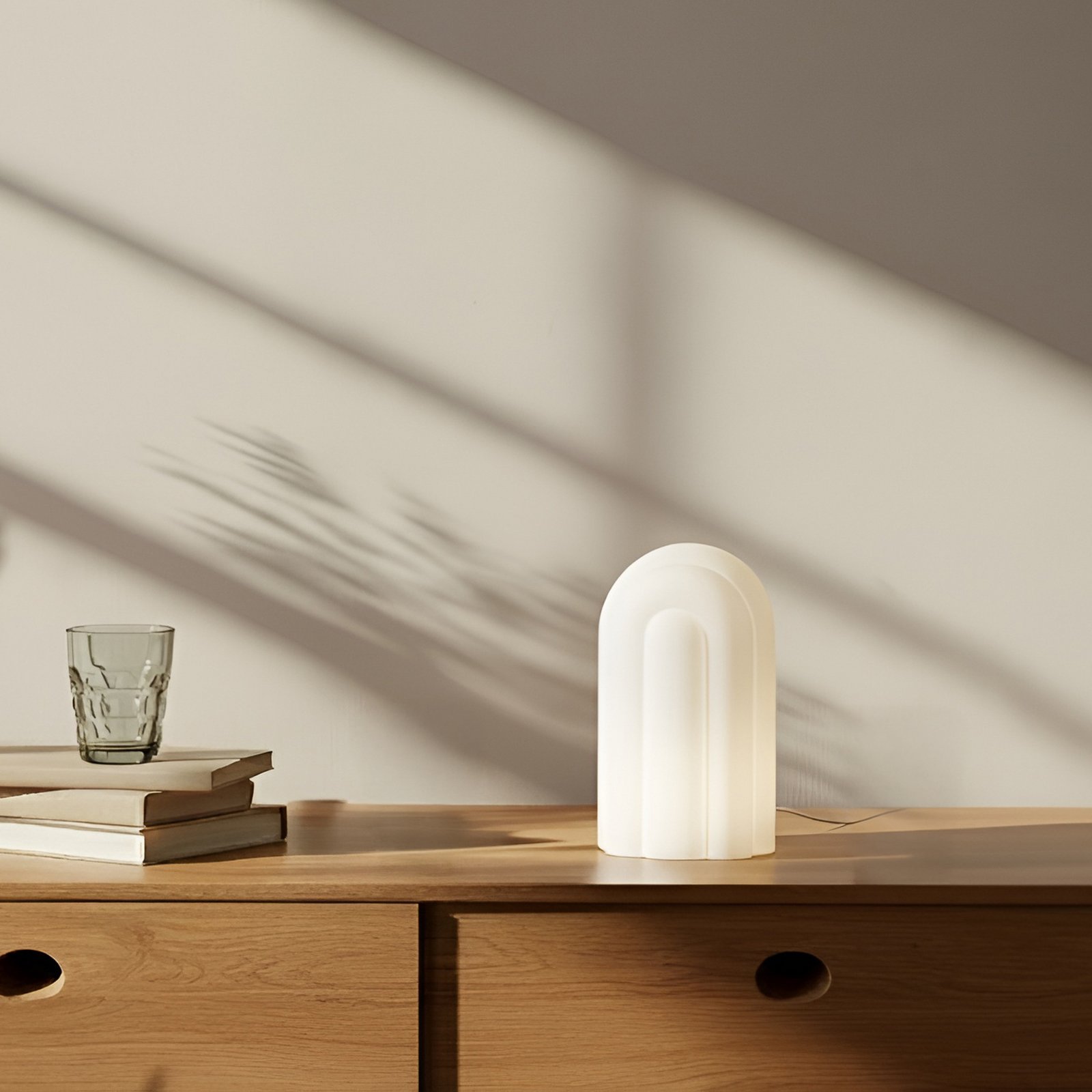 Lunja LED table lamp, 30 cm, white, CCT, glass - Lucande