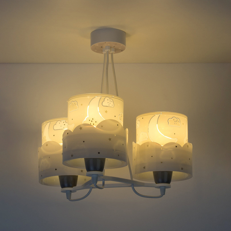 Kinder-hanglamp Moon, 3-lamps, lichteffect