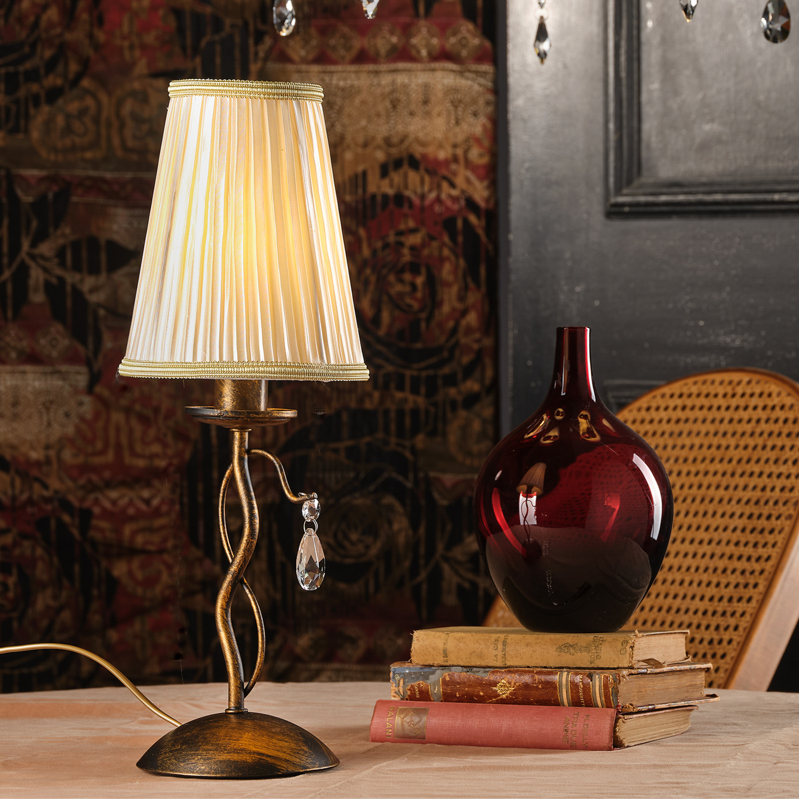 Настолна лампа Delia, бронзов цвят, желязо, височина 42 cm, Ø 15 cm