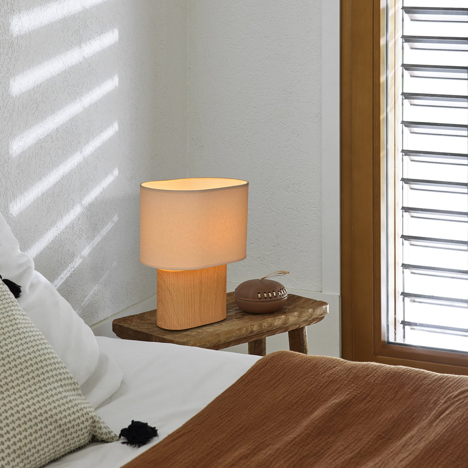 Lampada da tavolo Santorini in legno chiaro/beige, altezza 38 cm - COREP SAS