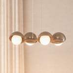 Hängeleuchte Boom 4, beige, Glas/Stahl, Länge 60 cm