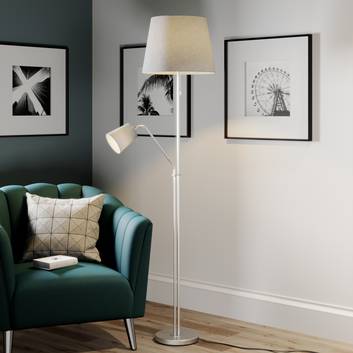 Lindby Nantwin gulvlampe, stofskærm, grå