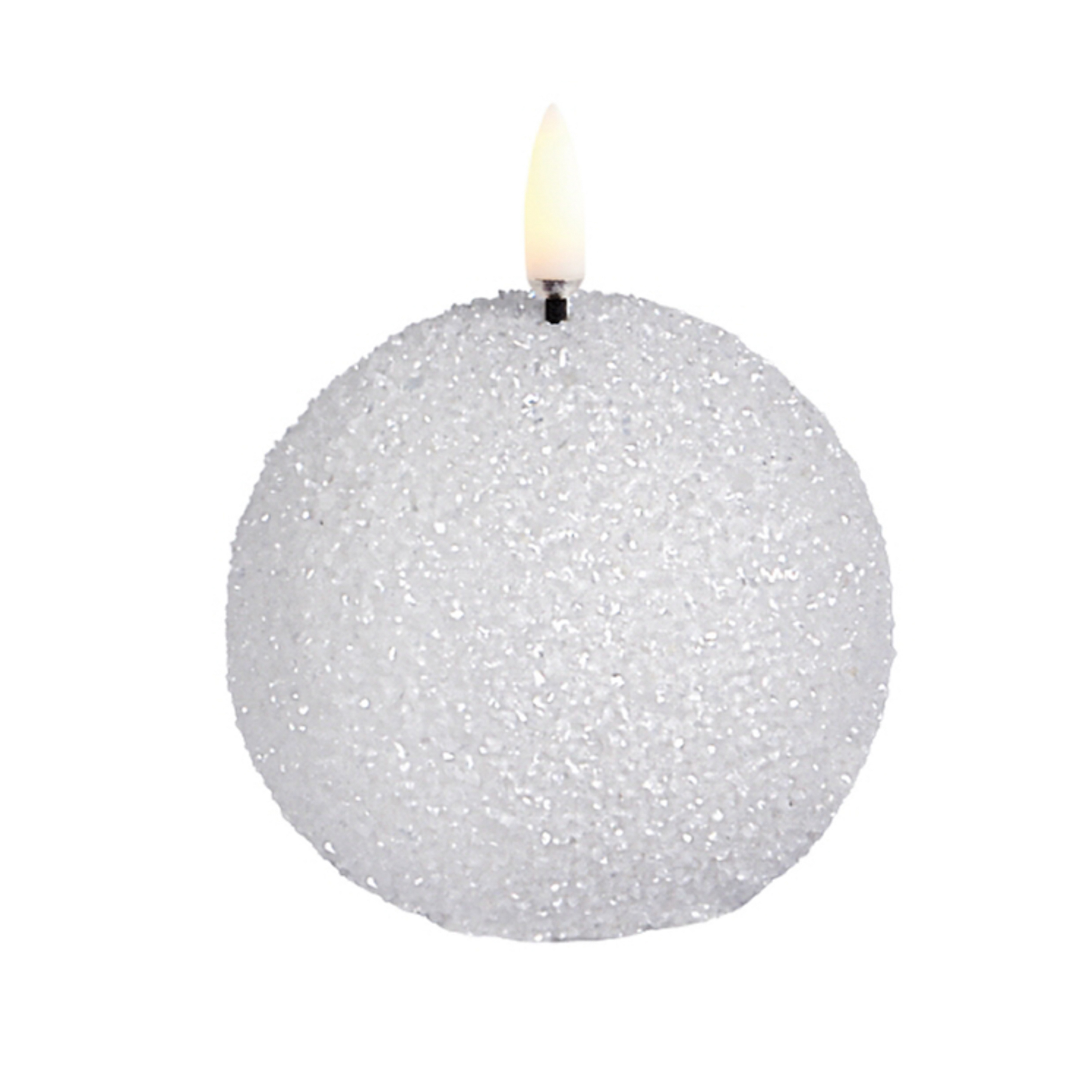 Bougie LED ronde, blanche, Ø 7 cm, paillettes - Uyuni Lighting