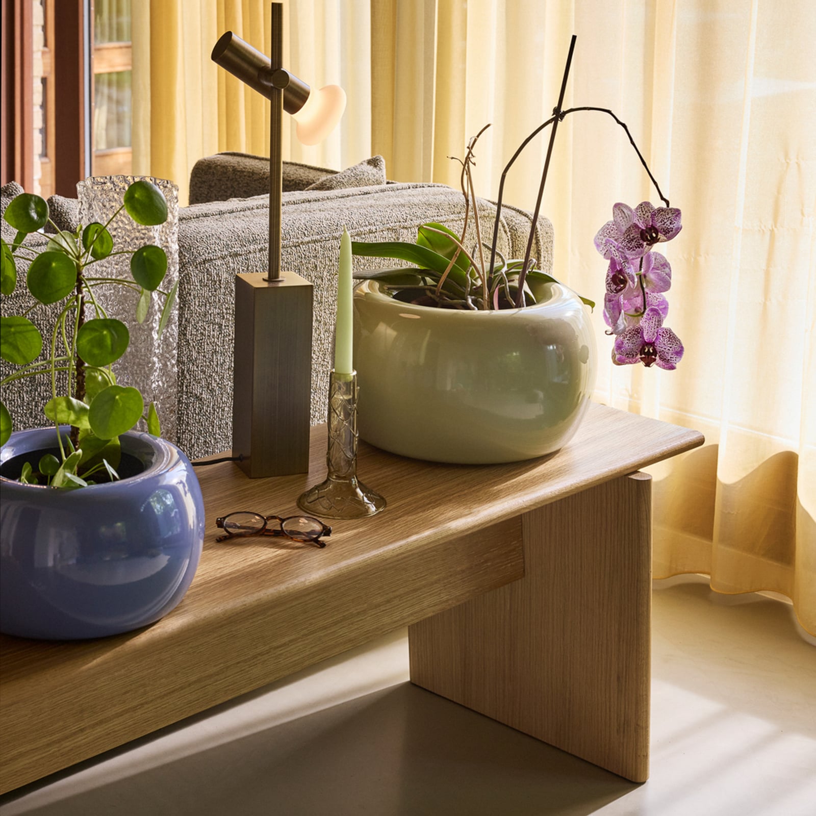 Vaso da fiori Maru beige/verde chiaro Ø 47 cm/Ø 37 cm, set da 2 pezzi - Hübsch