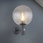 Außenwandlampe Hedwig, anthrazit/rauch, Sensor, IP44, E27