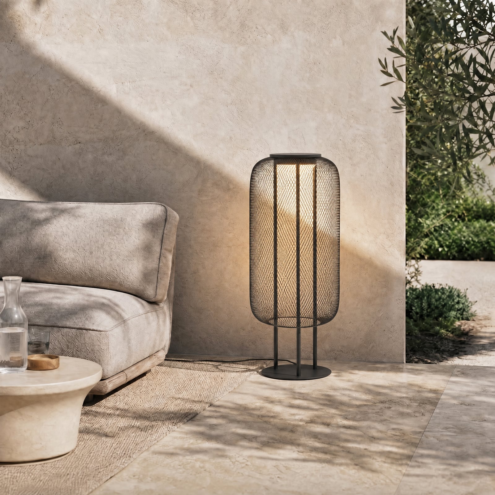 Korvyn LED floor lamp, black, height 80 cm, IP44 - Lucande Korvyn LED floor lamp, black, height 80 cm, IP44 - Lucande